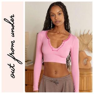 Out From Under pink long sleeve cropped ribbed tank 💕